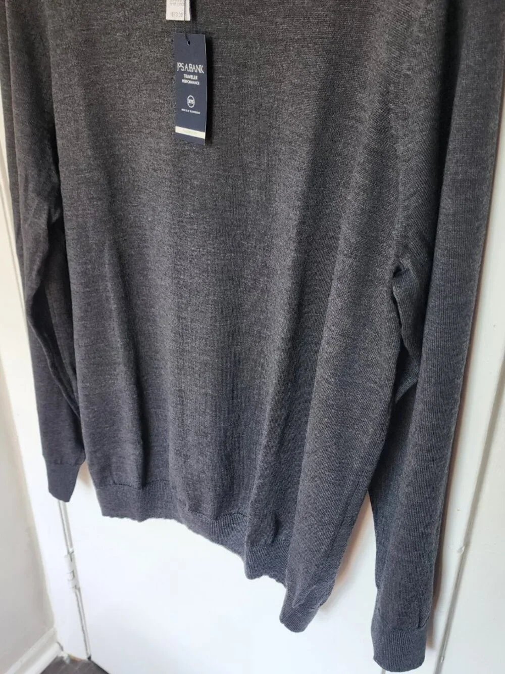 2X Gray Mockneck Sweater New Merino Wool Blend Charcoal Jos A Bank 2XB Traveler